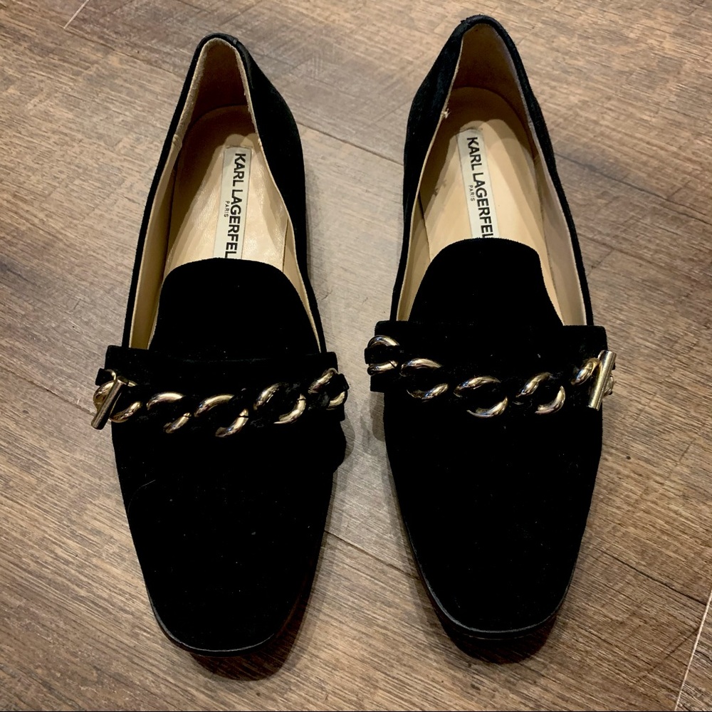 Karl lagerfeld Lynette suede chain loafers